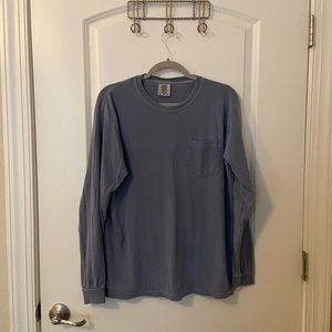 Muted Blue Mens Comfort Colors Long Sleeve Tee